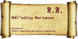 Mándity Marianna névjegykártya